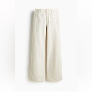 H&M Women's Cream Wide-Leg High Jeans with front pockets